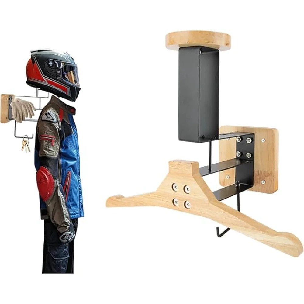 Motorcycle 1PCS Wooden Helmet  - Cycling Gear Wall Mount incelemesi ve fiyatı