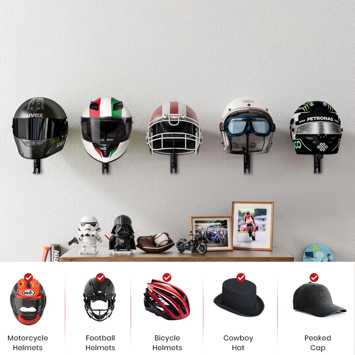 Motorcycle Helmet Rack Wall Mo - Cycling Gear Wall Mount incelemesi ve fiyatı