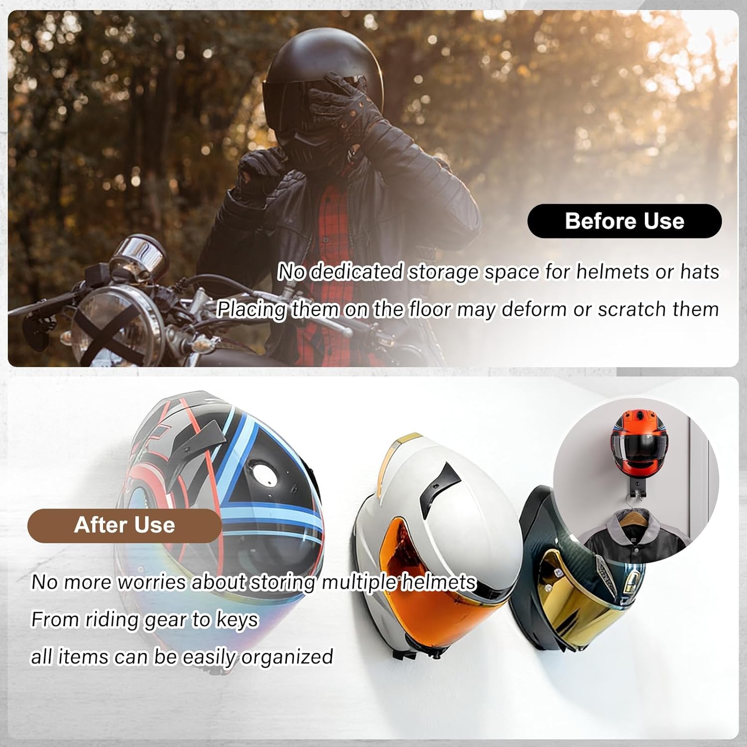 Motorcycle Helmet Holder Wall  - Cycling Gear Wall Mount incelemesi ve fiyatı